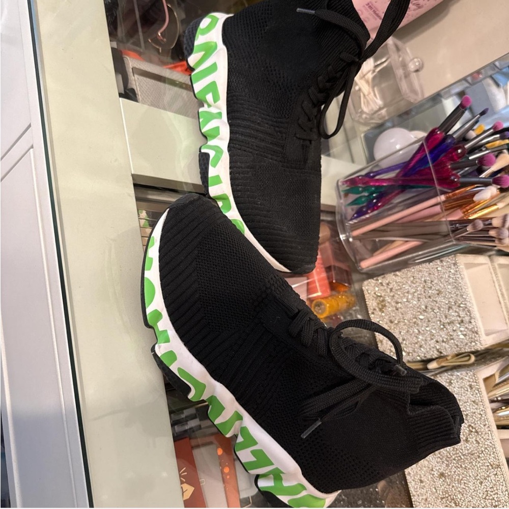 Balenciaga Black and Green Sneakers